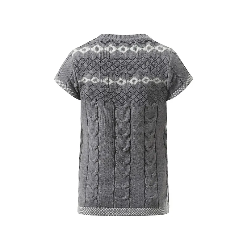 kids chunky knit sweater with short sleeve-1