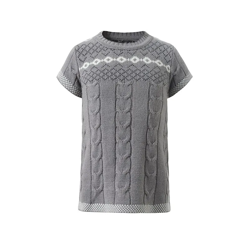Kids Chunky Knit Sweater With Short Sleeve