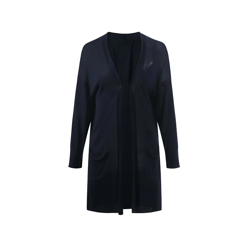 Long Navy Wool Cardigan